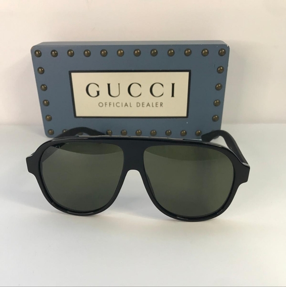 Gucci Men's GG0009S GG/0009/S 001 Black Retro Fashion Pilot Sunglasses 59mm - Picture 4 of 15